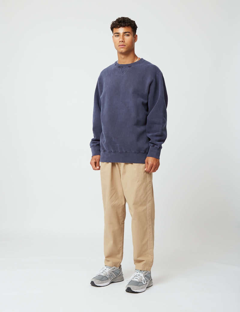 Bhode Pigment Dyed Crew Sweat (Organic/Canada Origin, 16oz) - Dusky Blue