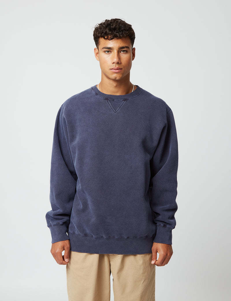 Bhode Pigment Dyed Crew Sweat (Organic/Canada Origin, 16oz) - Dusky Blue