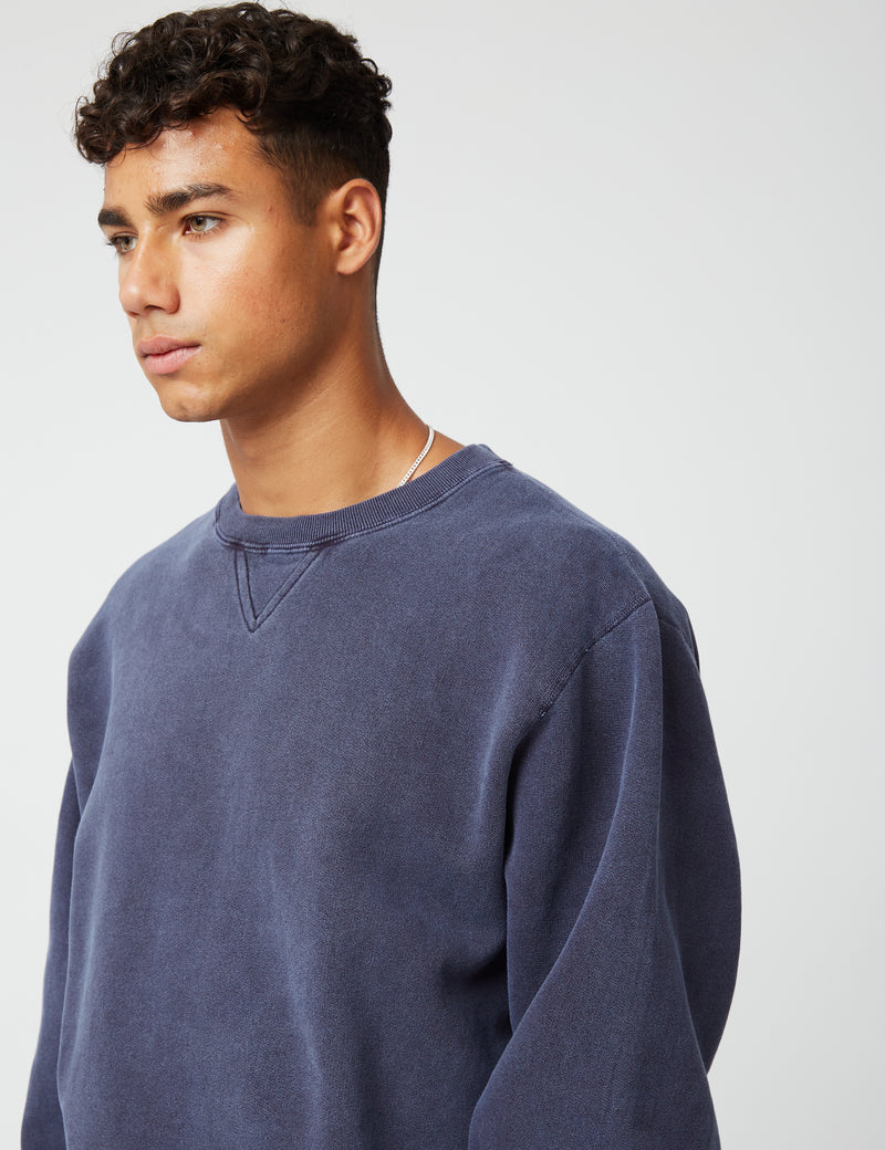 Bhode Pigment Dyed Crew Sweat (Organic/Canada Origin, 16oz) - Dusky Blue