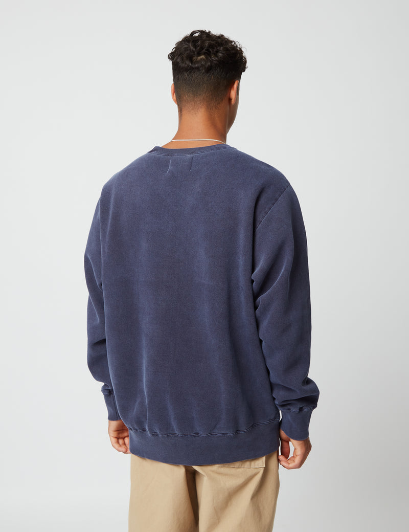 Bhode Pigment Dyed Crew Sweat (Organic/Canada Origin, 16oz) - Dusky Blue