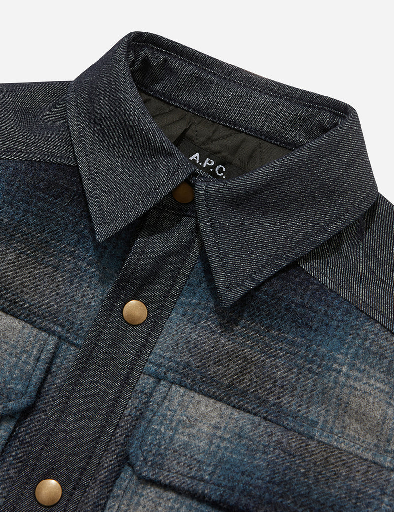 A.P.C. Mark Plaid Jacket (Wool) - Steel Blue