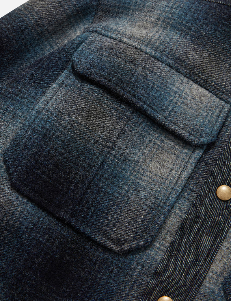 A.P.C. Mark Plaid Jacket (Wool) - Steel Blue