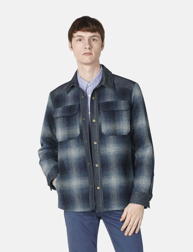 A.P.C. Mark Plaid Jacket (Wool) - Steel Blue