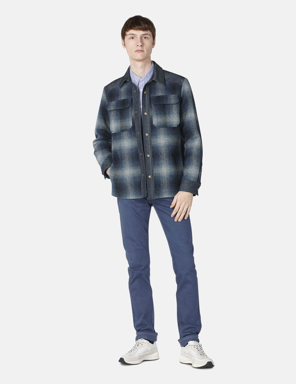 APC Mark Plaid Jacke (Wolle) - Stahlblau