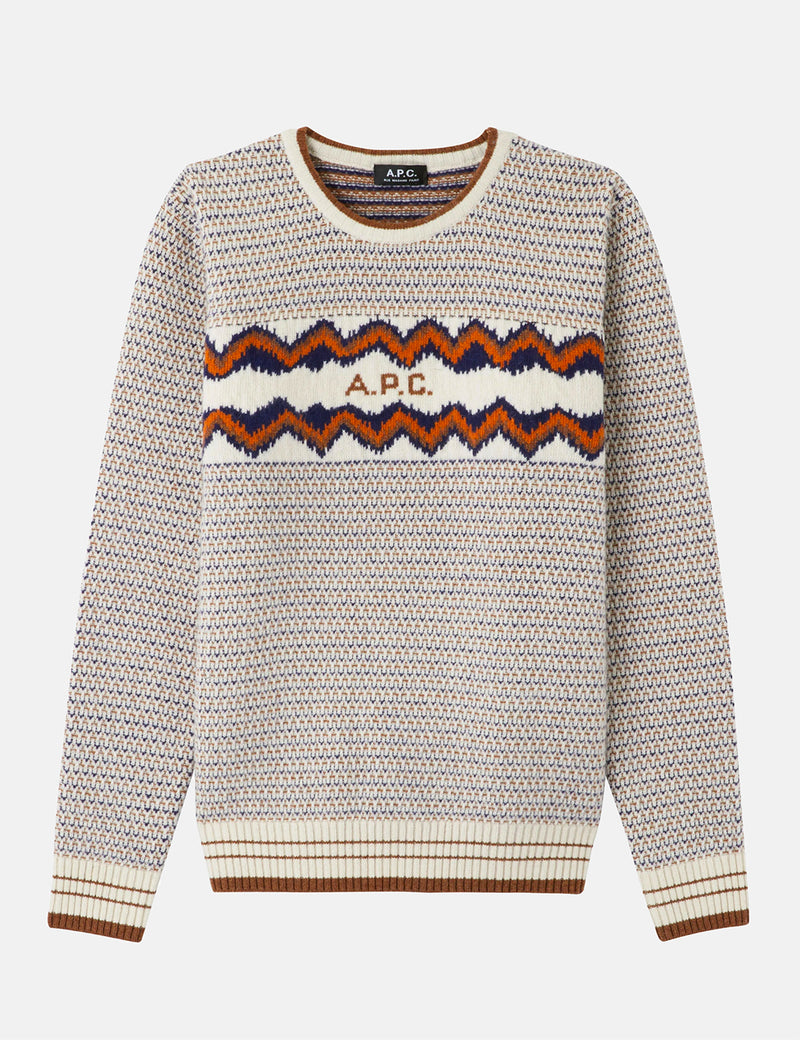 A.P.C. Ben Sweater (Lambswool Jacquard) - Ecru