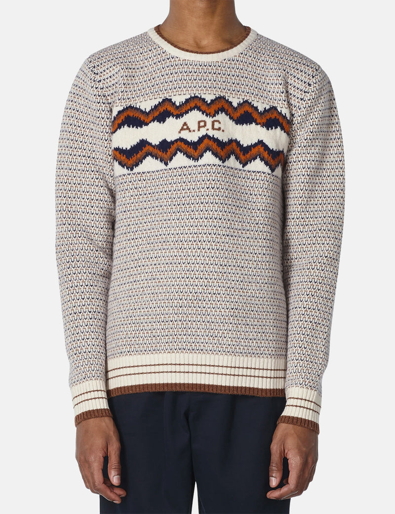 A.P.C. Ben Sweater (Lambswool Jacquard) - Ecru