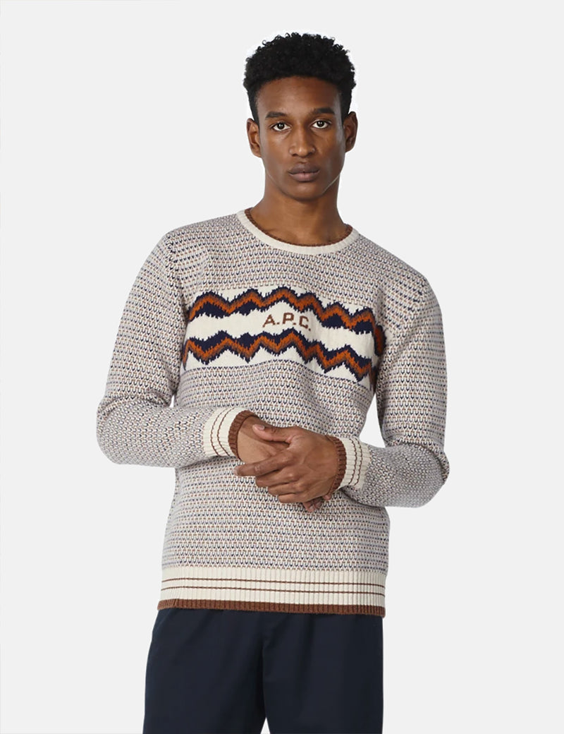 A.P.C. Ben Sweater (Lambswool Jacquard) - Ecru