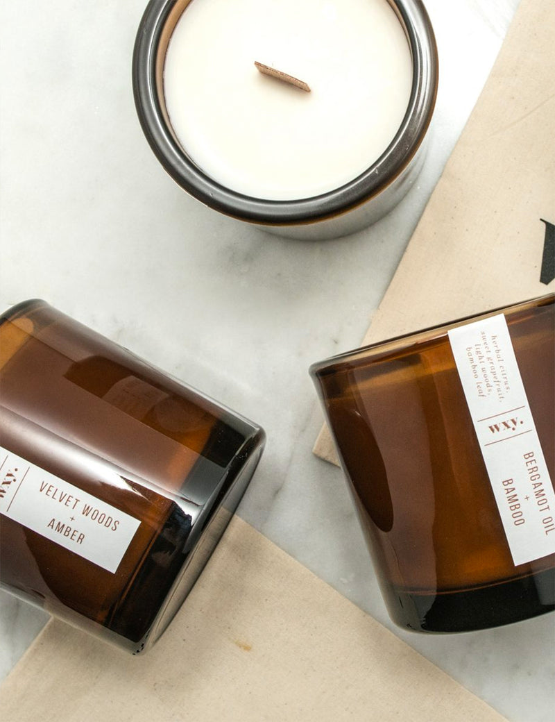 wxy. Big Amber. Candle (12.5oz) - Smoked Rose & Sumatran Pine
