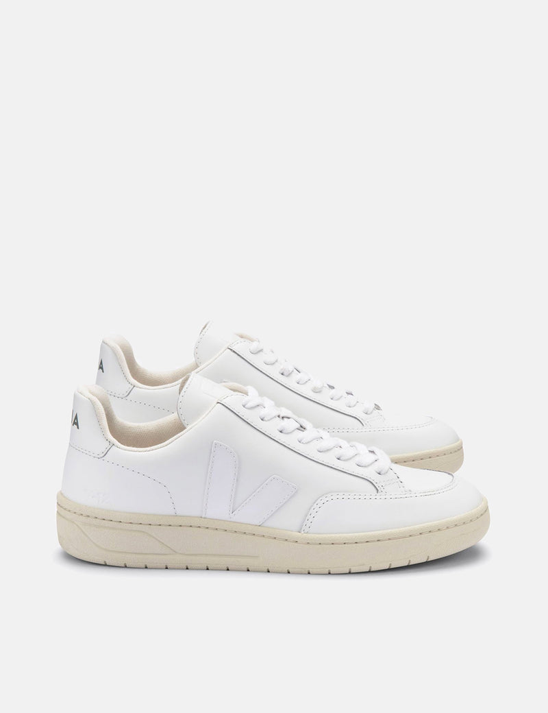 Womens Veja V-12 Leather Trainers - Extra White