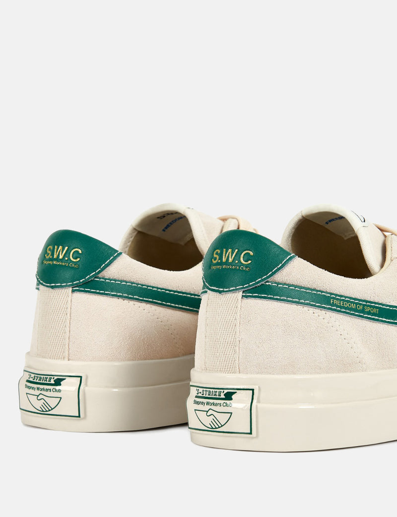 Stepney Workers Club Dellow S-Strike Trainers (Suede) - Ecru/Green