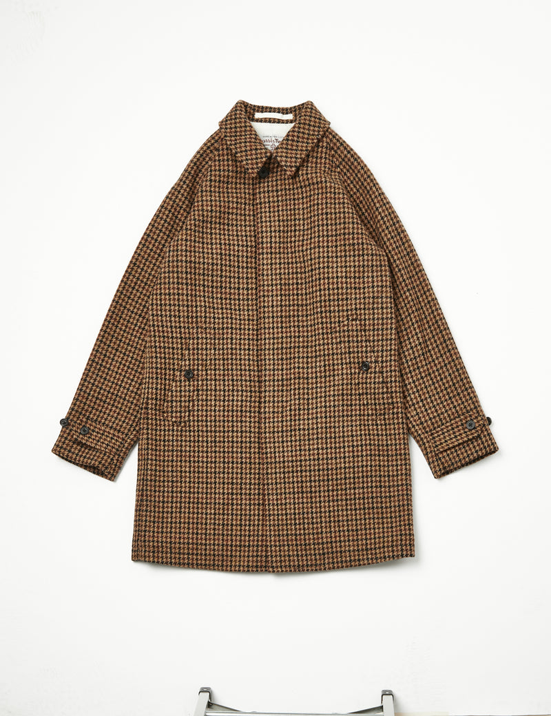 ビームスプラス ハリスツイード ガンクラブチェック バルカラーコート