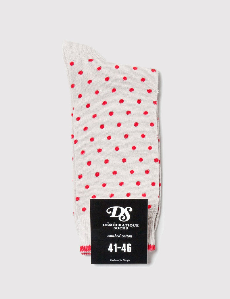 Democratique Original Polkadot Socks - Sand/Spring Red - Article